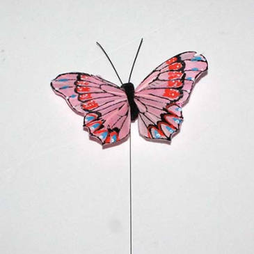 sommerfugl fjer rosa 10 cm