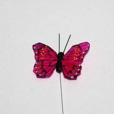 sommerfugl fjer pink 6 cm