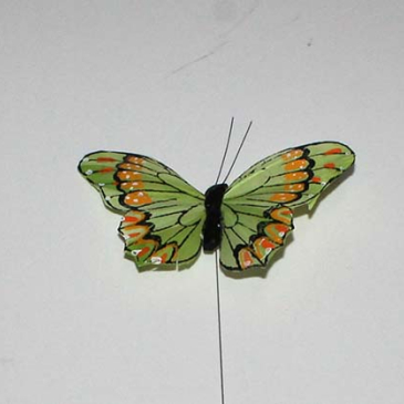 sommerfugl fjer lysegrøn 10 cm