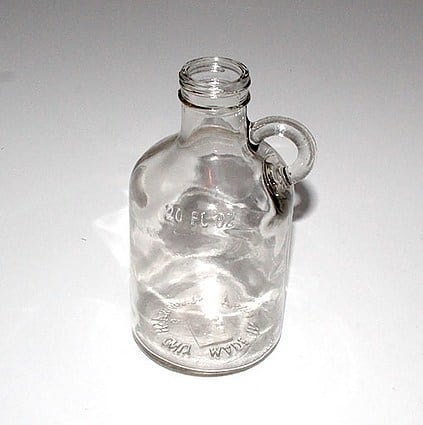 Flaske m. hank, Klar - H 18 cm
