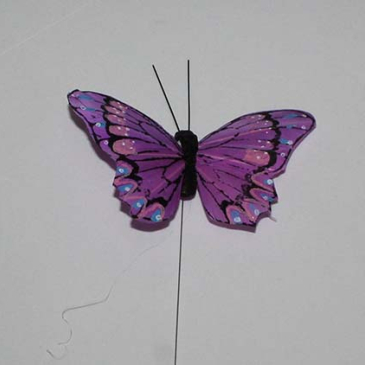 sommerfugl fjer lilla 10 cm