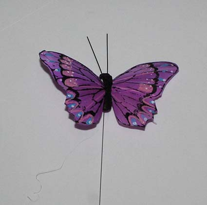 sommerfugl fjer lilla 10 cm