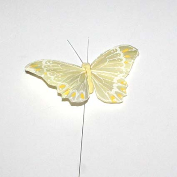 sommerfugl fjer sart gul 10 cm