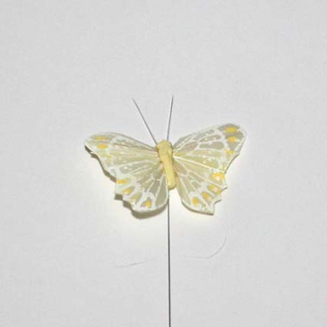 sommerfugl fjer sart gul 6 cm