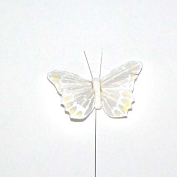 sommerfugl fjer hvid 6 cm
