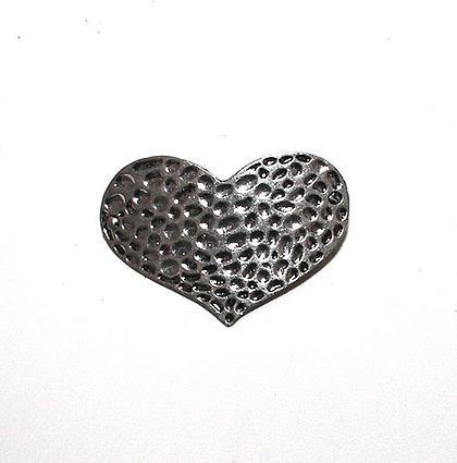 Hjerte på nål, sølv - 3 cm x 4,5 cm