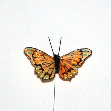 sommerfugl fjer lys orange 6 cm