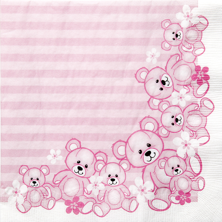 servietter med små bamser lyserød
