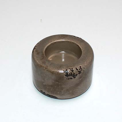 Fyrfadstage keramik Aies - Mørkegrå antik - 8x5 cm