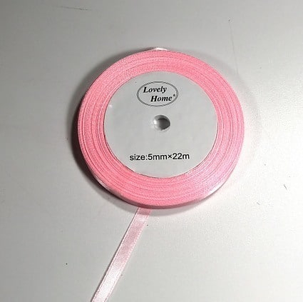 4: Silkebånd, lyserød - 5 mm X 22 m