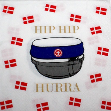 Serviet Blå student Hip Hip Hurra 33 cm x 33 cm 20 stk