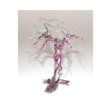 Ståltrådstræ Nr 5 Sølv og pink 10 til 19 cm