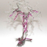Ståltrådstræ Nr 5 Sølv og pink 10 til 19 cm