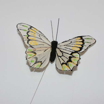 sommerfugl fjer råhvid 10 cm