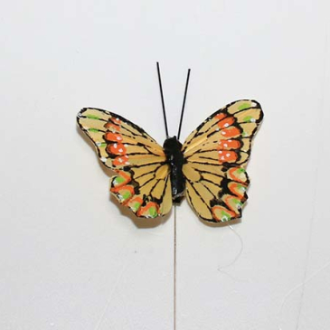 sommerfugl fjer gul 6 cm
