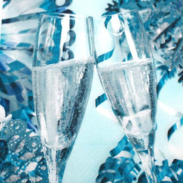 nytårsserviet med champagneglas