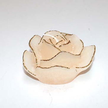 Roselys m/guld glimmerkant - Elfenben 10 cm