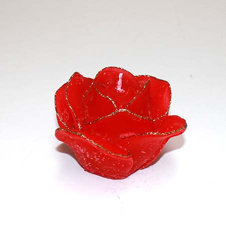 Roselys m/guld glimmerkant - Rød 10 cm
