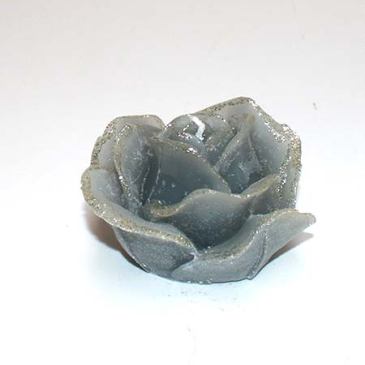 Roselys m/sølv glimmerkant - Grå 10 cm