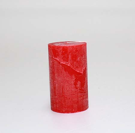 RESTSALG - Rustik bloklys Rød Ø7 x H12 cm