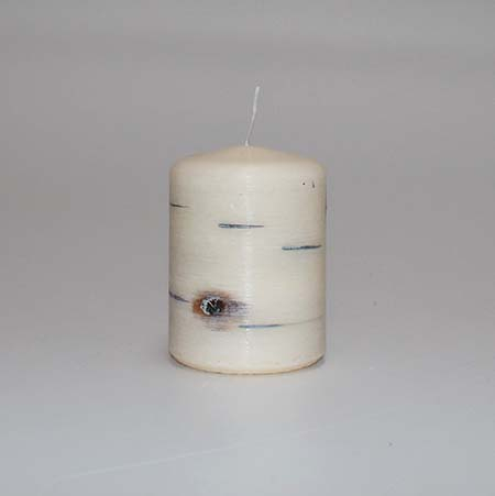 RESTSALG - Børstet bloklys med birke bark look - 6,8 x 9,5 cm