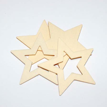 Stjerner i træ - Hvide - Ø 10 cm