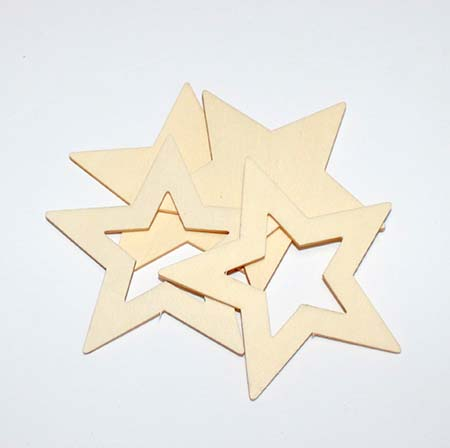 Stjerner i træ - Hvide - Ø 10 cm