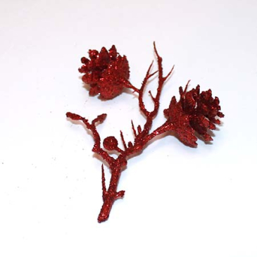 Kogle gren - Rød - 10 cm