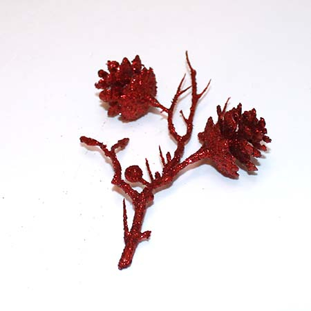 Kogle gren - Rød - 10 cm
