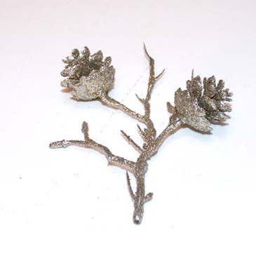 Kogle gren - Sølv - 10 cm
