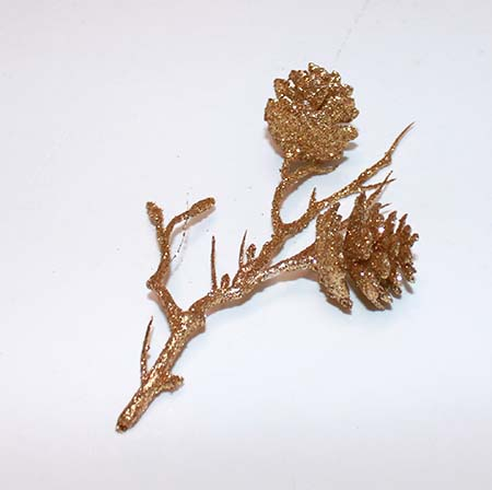 Kogle gren - Guld - 10 cm