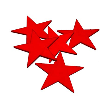 Stjerne i træ - Rød - 8 cm - 5 Stk