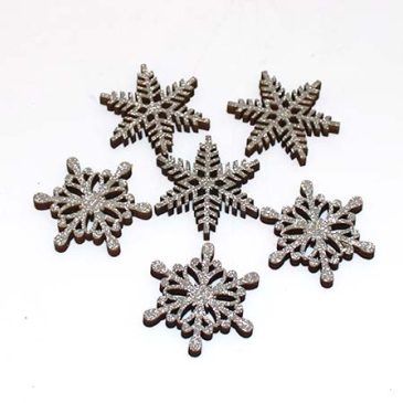 Snefnug - Sølv - 4 cm - 6 stk