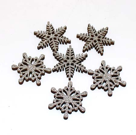 Snefnug - Sølv - 4 cm - 6 stk