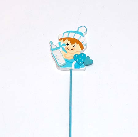 Billede af Baby boy på pind - blå - 30 cm