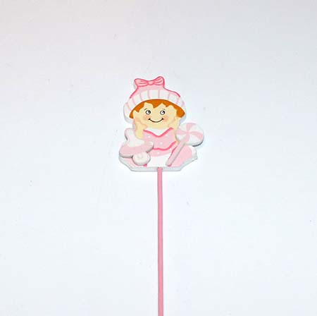 Billede af Baby girl på pind - rosa - 30 cm
