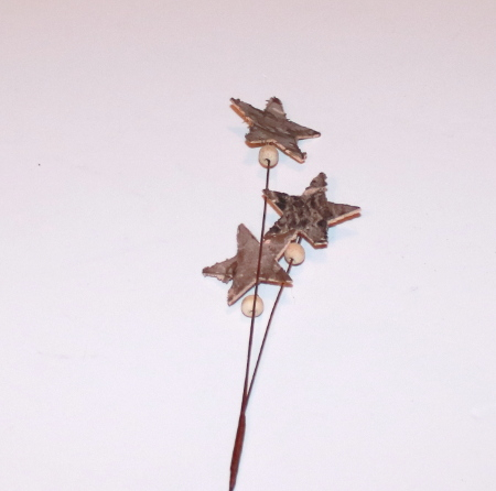 Billede af 3 Birke stjerner på pind - 20 cm