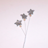 3 Sølv stjerner på pind - 20 cm