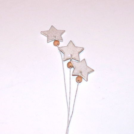Billede af 3 Hvide stjerner på pind - 20 cm