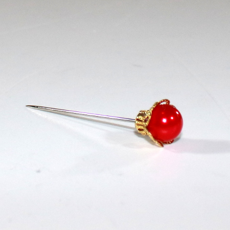 Røde perler med guldmanchet - 1 stk.