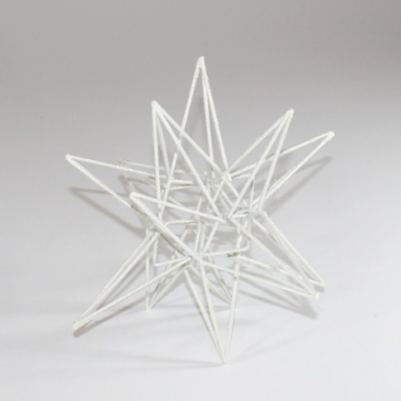 Hvid metal stjerne med glimmer - Ø 30 cm