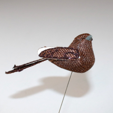 Brun Silvia fugl på tråd - 10 cm