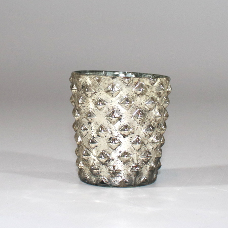 Fyrfadsstage - sølv look med knopper - 7 x 6.5 cm