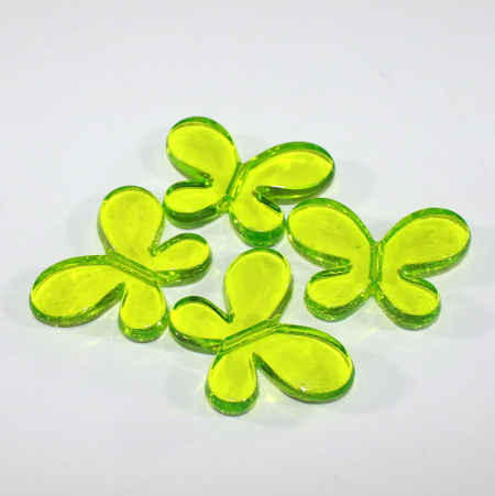 Glat sommerfugl i akryl, Grøn - 4 stk