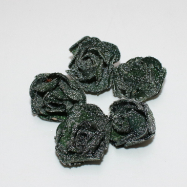 Rosenhoveder m/sukker - 5 stk. - Mørkegrøn 4 cm