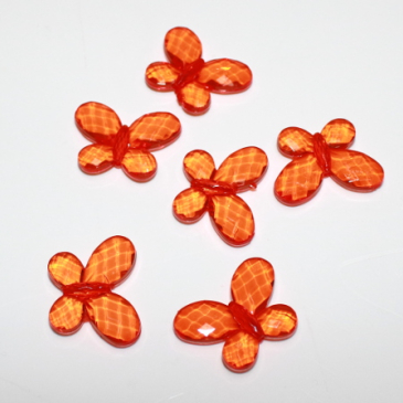 Sommerfugl acryl - Orange 3 cm - 6 stk.