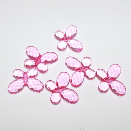 Sommerfugl acryl - Pink 3 cm - 6 stk.