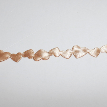 Silkebånd med hjerter - Guld - 1,5 cm x 1 m lang