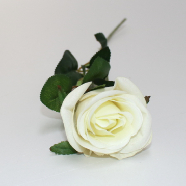 Kunstig langstilket Rose - Hvid - 50 cm
