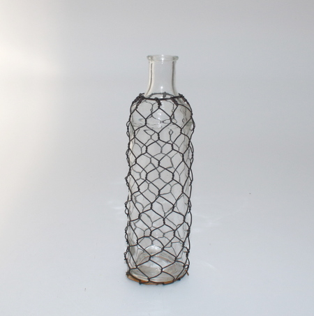 Flaskevase - Med trådnet - 18,5 cm